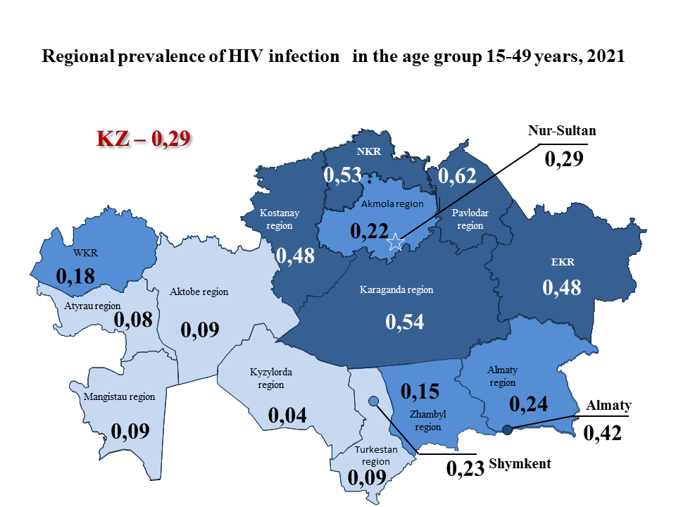 Распространеине ВИЧ-инфекции,2021 год